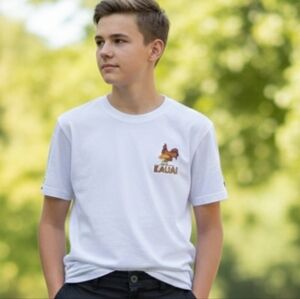 Kauai Kids White T-Shirt with Rooster Design